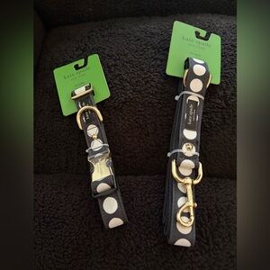 kate spade black and white polka dot leash & collar set